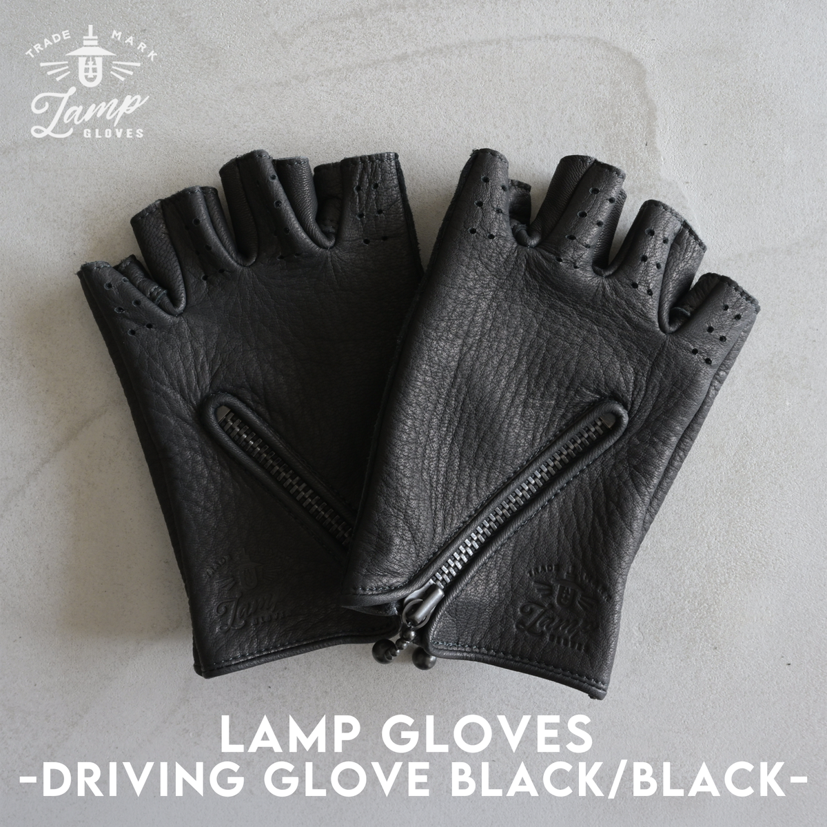 Lamp gloves -driving glove 【CUT】- BLACK×BLACK – anemoscope
