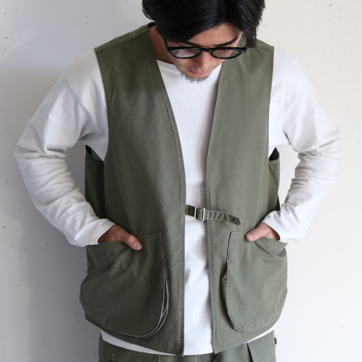 PHIGVEL - POPLIN CLOTH HUNTING VEST - F.OLIVE – anemoscope