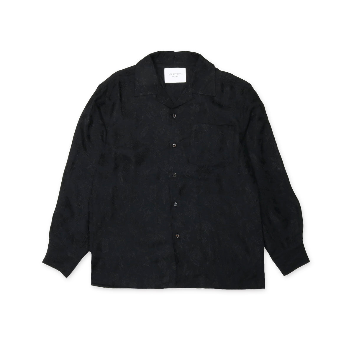MASSTARD - L/S JACQUARD OPEN COLLAR SHIRT - BLACK – anemoscope