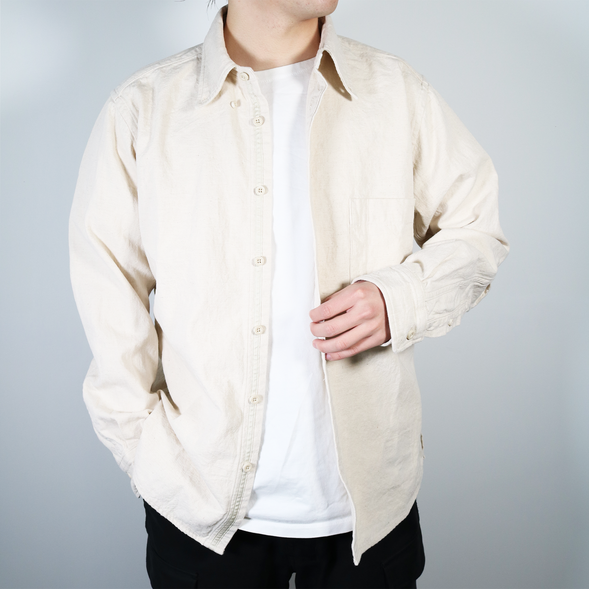 nonnative -DWELLER L/S B.D. SHIRT C/L OXFORD- IVORY – anemoscope