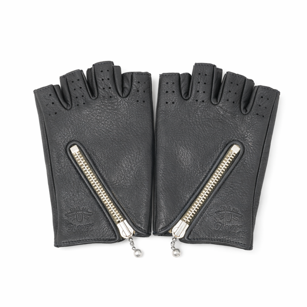 Lamp gloves -driving glove 【CUT】- BLACK×SILVER (KHAKI TAPE)