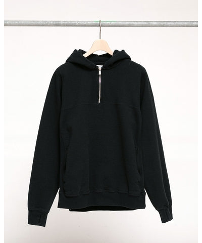 nonnative - MARINER HALF ZIP PULLOVER HOODY COTTON SWEAT BLACK