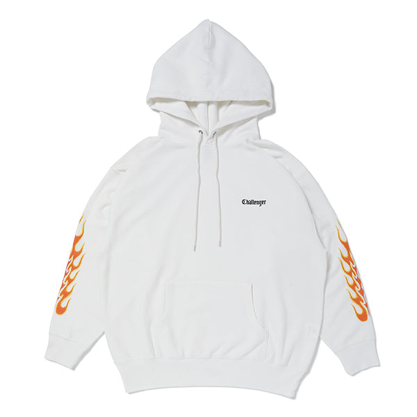 CHALLENGER - FLAMES HOODIE- WHITE