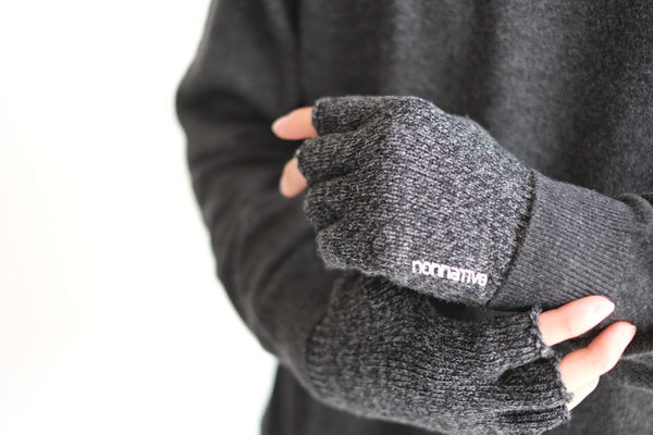 nonnative -DWELLER CUT OFF GLOVES WOOL YARN - CHARCOAL
