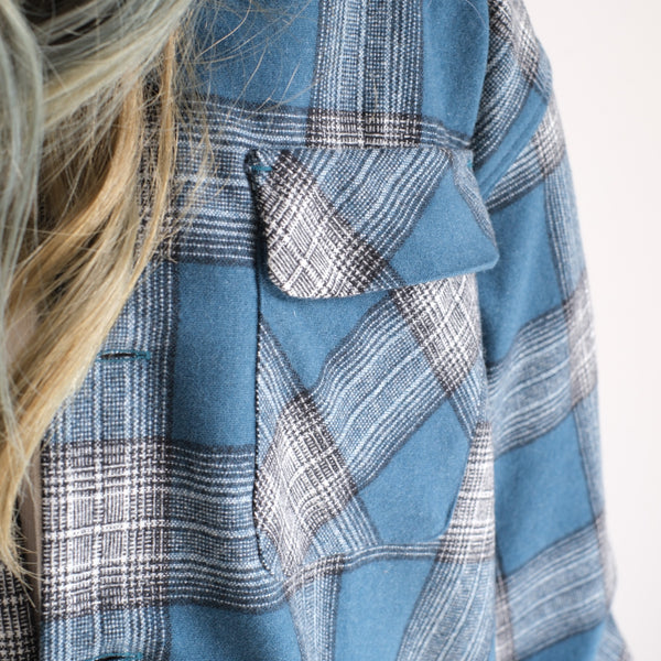 PHIGVEL - W/CA OMBRE OPEN CALLAR LS SHIRT - CERULEA -