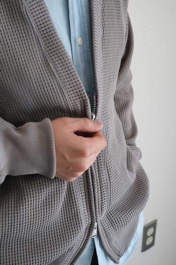 nonnative - HIKER ZIP CARDIGAN POLY MESH POLARTEC® POWER DRY® - GRAY