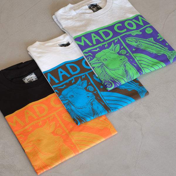 RAY TROLL - MAD COW HAPPY SALMON T - shirt / WHITE