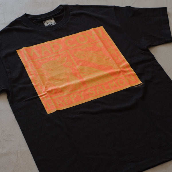 RAY TROLL - MAD COW HAPPY SALMON T - shirt / BLACK