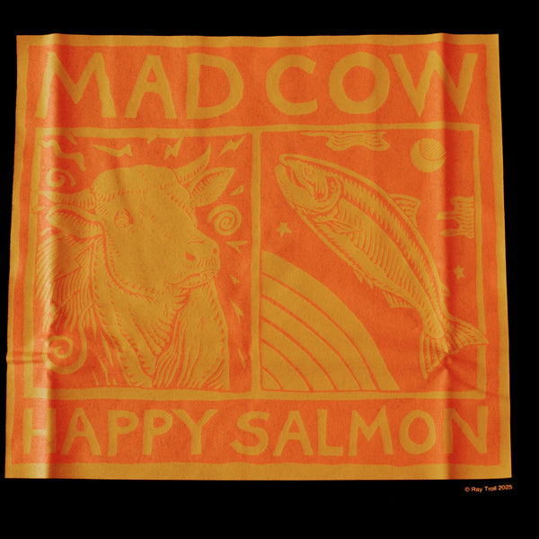 RAY TROLL - MAD COW HAPPY SALMON T - shirt / BLACK