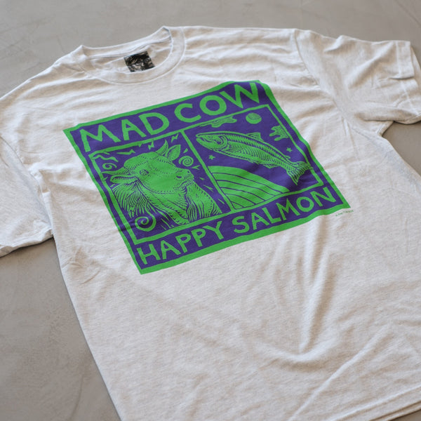 RAY TROLL - MAD COW HAPPY SALMON T - shirt / ASH