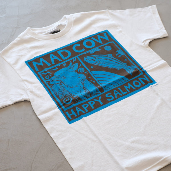 RAY TROLL - MAD COW HAPPY SALMON T - shirt / WHITE