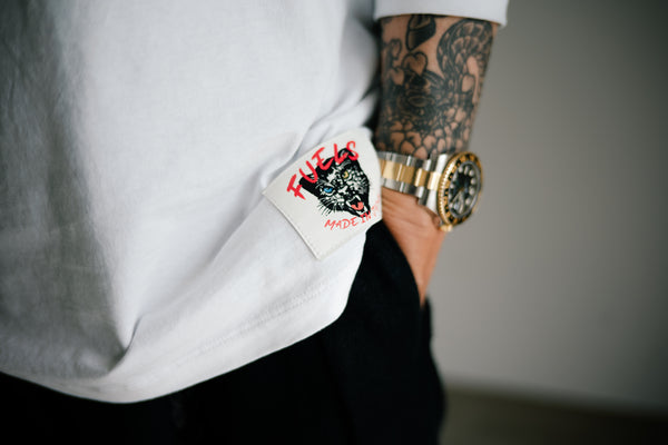 FUELS -  L/S LEATHER TAG Tee- WHITE