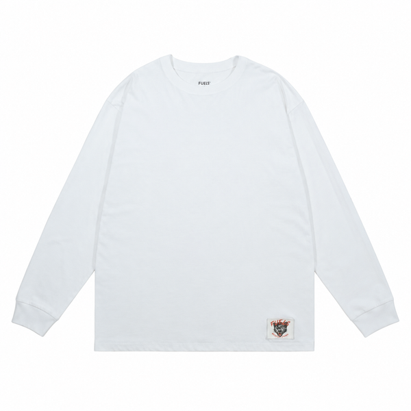 FUELS -  L/S LEATHER TAG Tee- WHITE