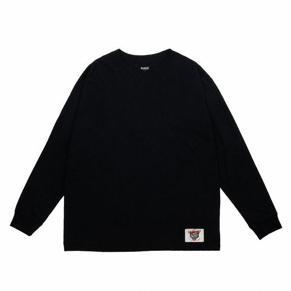 FUELS -L/S LEATHER TAG Tee - BLACK