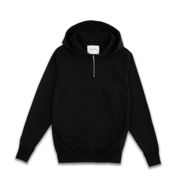 MASSTARD -HALF ZIP HOODIE- BLACK