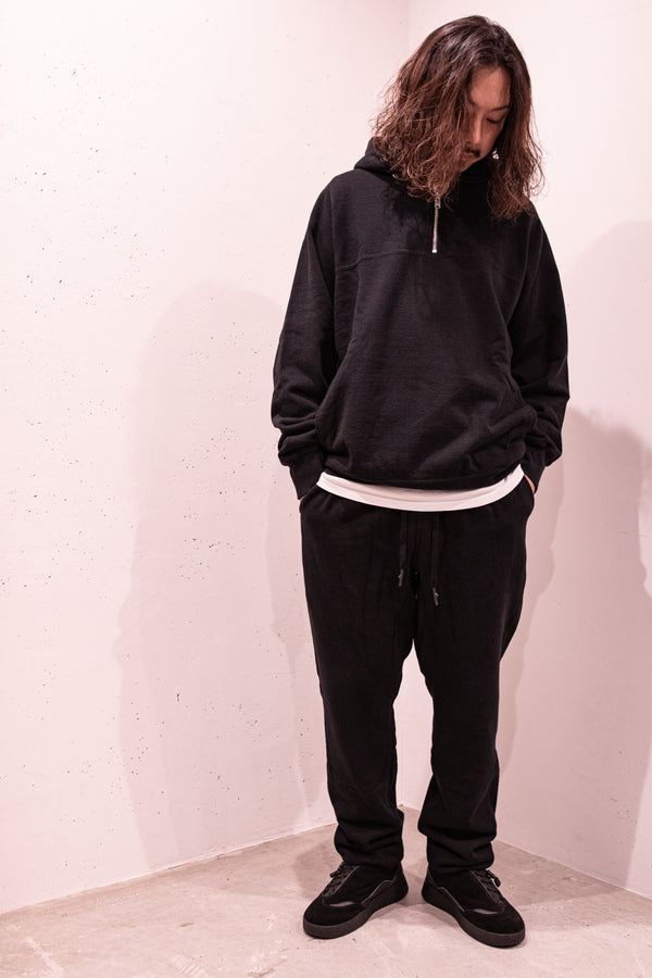 nonnative - MARINER HALF ZIP PULLOVER HOODY COTTON SWEAT BLACK