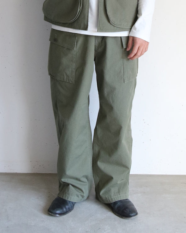 PHIGVEL - POPLIN CLOTH CARGO TROUSERS - F.OLIVE