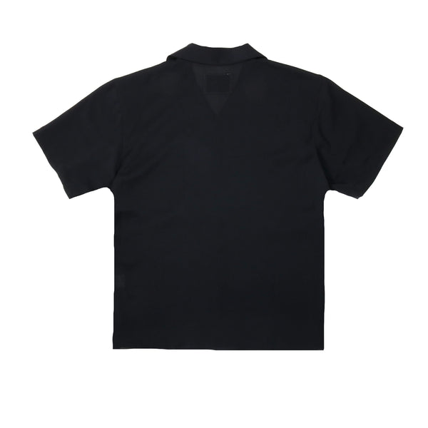 MASSTARD - S/S WOVEN OPEN COLLAR SHIRT - BLACK