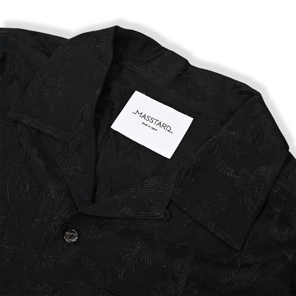 MASSTARD - L/S JACQUARD OPEN COLLAR SHIRT - BLACK