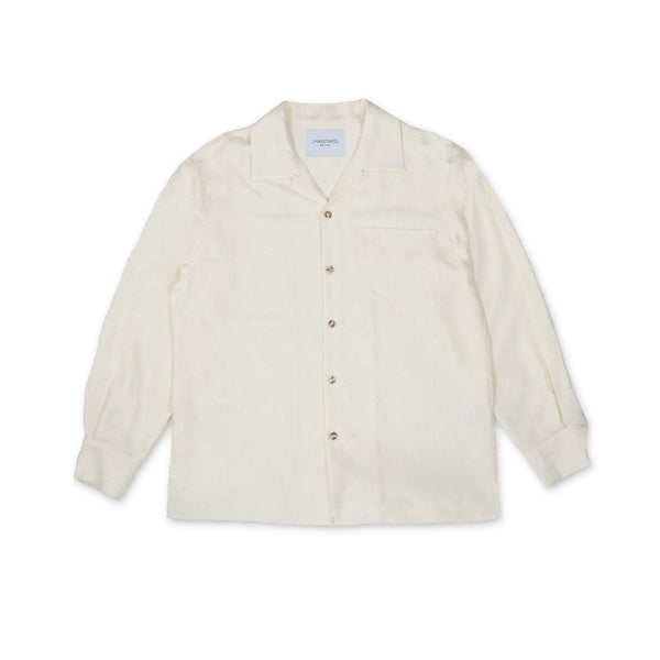 MASSTARD - L/S JACQUARD OPEN COLLAR SHIRT - IVORY