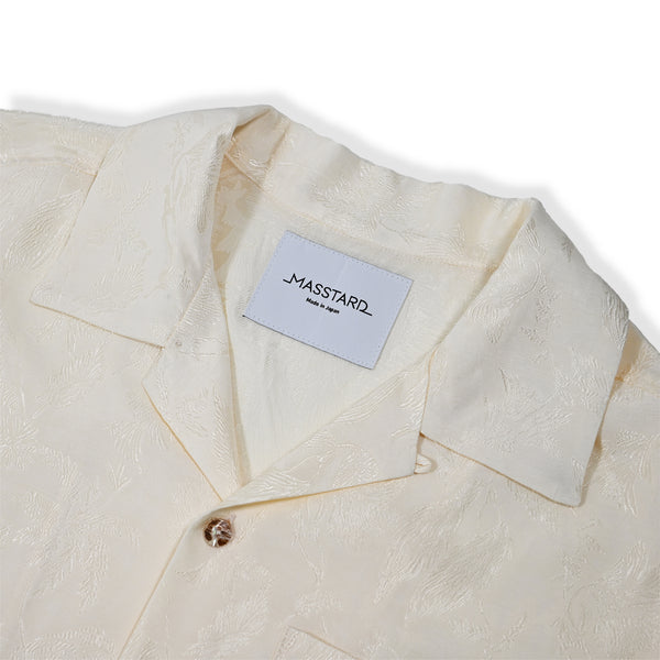 MASSTARD - L/S JACQUARD OPEN COLLAR SHIRT - IVORY