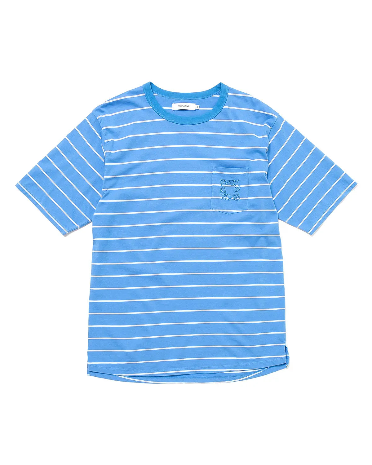 nonnative -DWELLER S/S TEE BORDER COTTON JERSEY-SAX BLUE