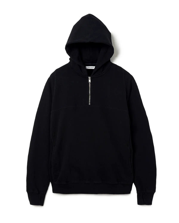 nonnative - MARINER HALF ZIP PULLOVER HOODY COTTON SWEAT BLACK