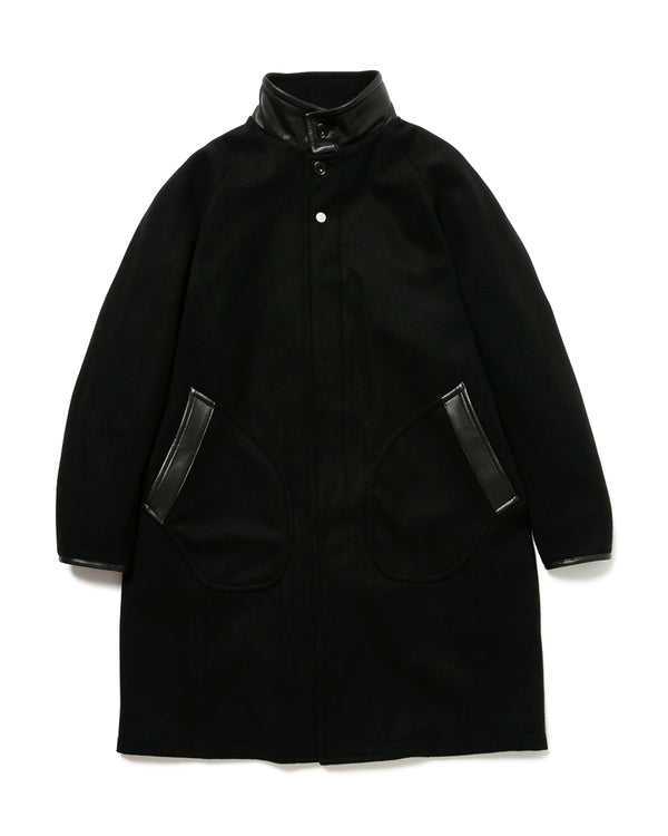 nonnative - STRANGER LONG COAT WOOL BEAVER WITH GORE-TEX WINDSTOPPER® -  BLACK