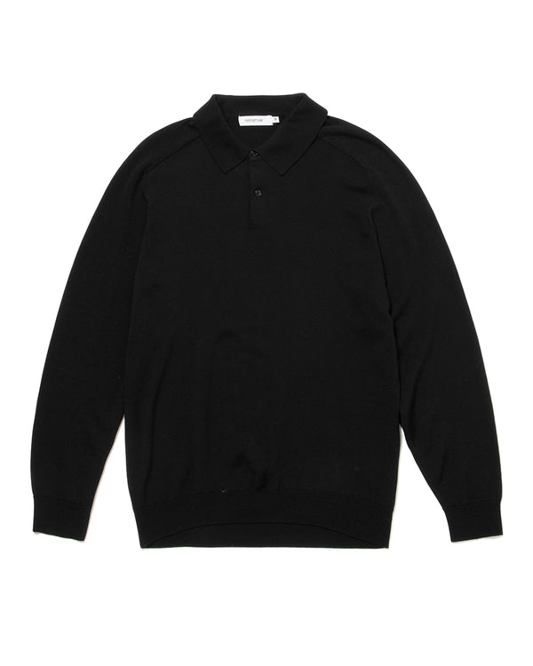 nonnative - DWELLER POLO SWEATER MERINO SUPERFINE WOOL - BLACK