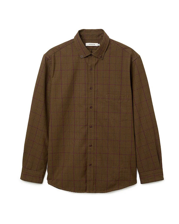 nonnative - DWELLER B.D. SHIRT P/W GABARDINE TARTAN CHECK COYOTE