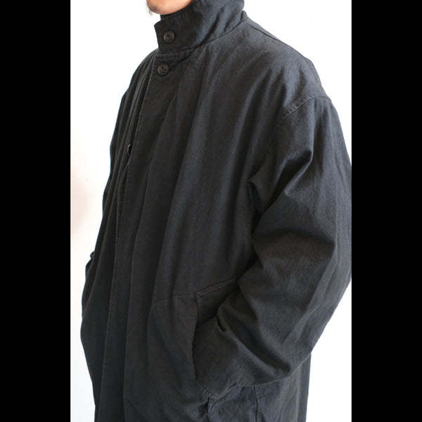 nonnative - WANDERER LONG COAT C/Li CANVAS SULFUR DYE WITH WINDSTOPPER® BLACK
