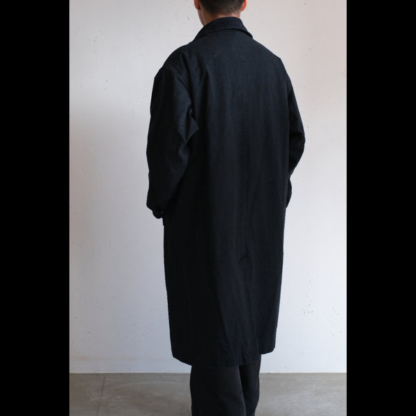 nonnative - WANDERER LONG COAT C/Li CANVAS SULFUR DYE WITH WINDSTOPPER® BLACK