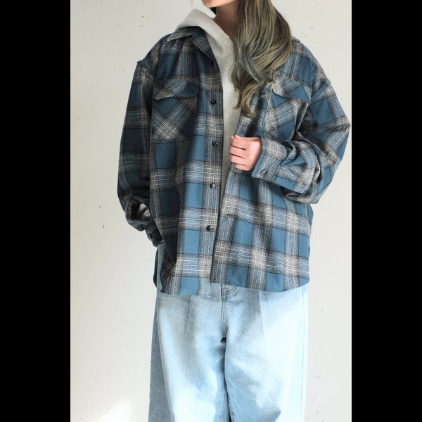 PHIGVEL - W/CA OMBRE OPEN CALLAR LS SHIRT - CERULEA -