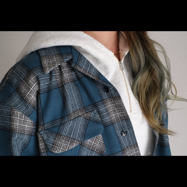 PHIGVEL - W/CA OMBRE OPEN CALLAR LS SHIRT - CERULEA -