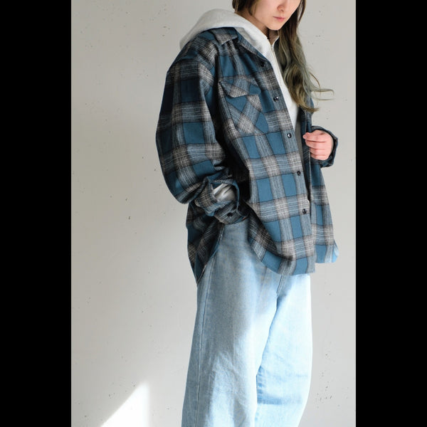 PHIGVEL - W/CA OMBRE OPEN CALLAR LS SHIRT - CERULEA -