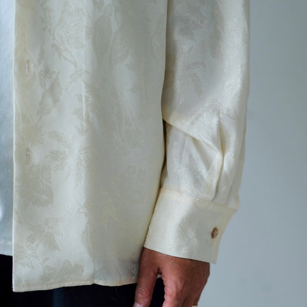 MASSTARD - L/S JACQUARD OPEN COLLAR SHIRT - IVORY