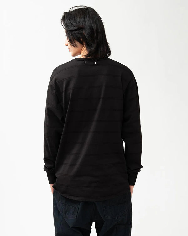 nonnative - DWELLER L/S TEE COTTON JERSEY BORDER -BLACK