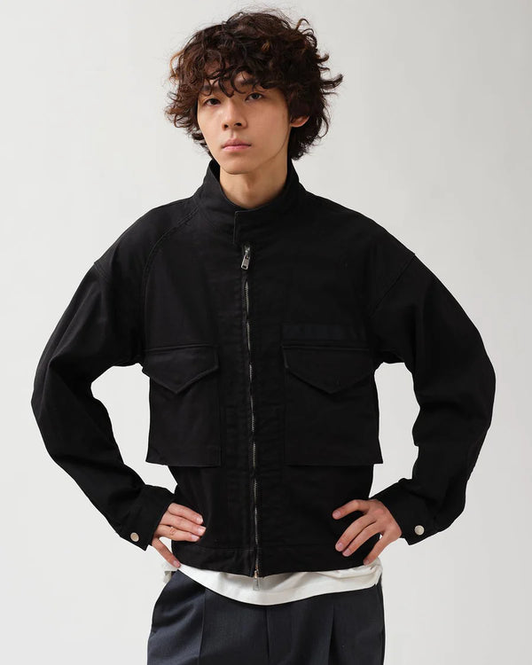 nonnative - TROOPER SHORT JACKET COTTON DRILL TWILL STRETCH -  BLACK