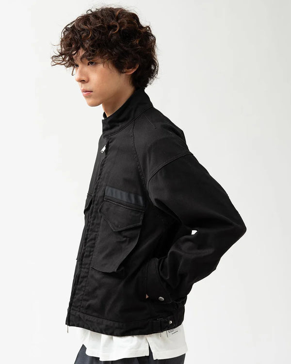 nonnative - TROOPER SHORT JACKET COTTON DRILL TWILL STRETCH -  BLACK