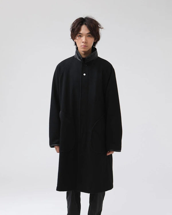 nonnative - STRANGER LONG COAT WOOL BEAVER WITH GORE-TEX WINDSTOPPER® -  BLACK