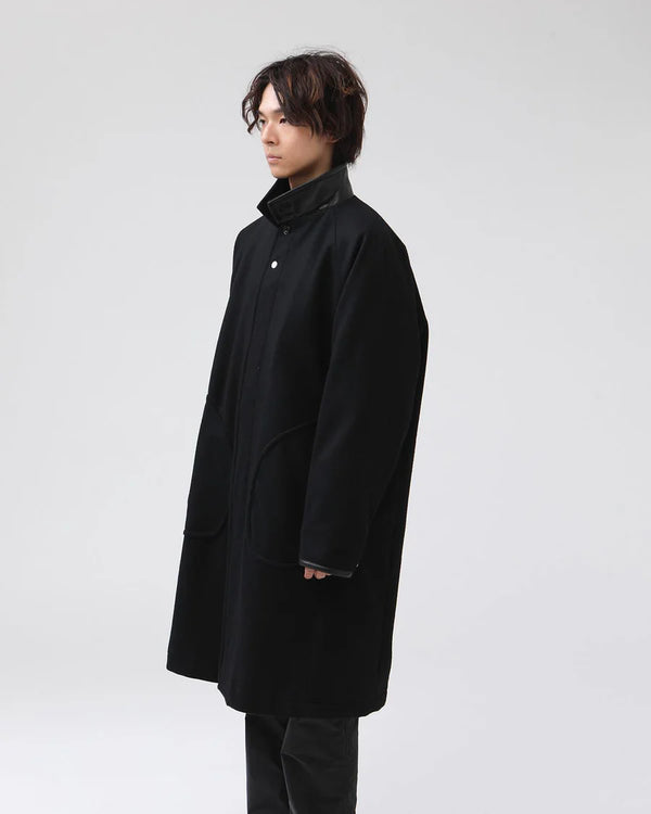 nonnative - STRANGER LONG COAT WOOL BEAVER WITH GORE-TEX WINDSTOPPER® -  BLACK