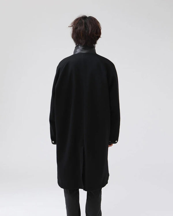 nonnative - STRANGER LONG COAT WOOL BEAVER WITH GORE-TEX WINDSTOPPER® -  BLACK