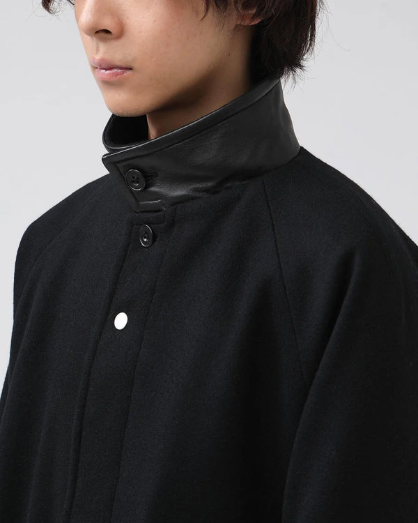 nonnative - STRANGER LONG COAT WOOL BEAVER WITH GORE-TEX WINDSTOPPER® -  BLACK