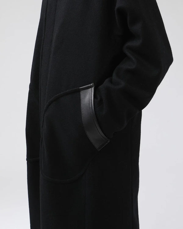 nonnative - STRANGER LONG COAT WOOL BEAVER WITH GORE-TEX WINDSTOPPER® -  BLACK