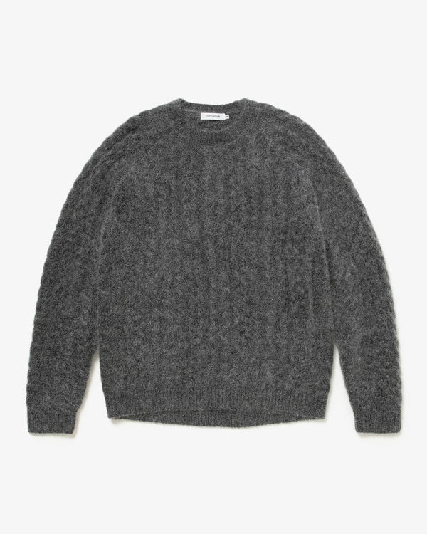 nonnative - WORKER ARAN SWEATER KID MOHAIR/W/N/P YARN - CHARCOAL