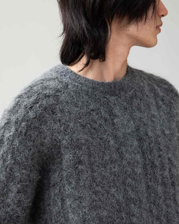 nonnative - WORKER ARAN SWEATER KID MOHAIR/W/N/P YARN - CHARCOAL