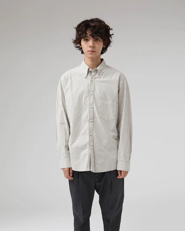 nonnative -DWELLER B.D. SHIRT COTTON TYPEWRITER LONDON STRIPE-BLACK