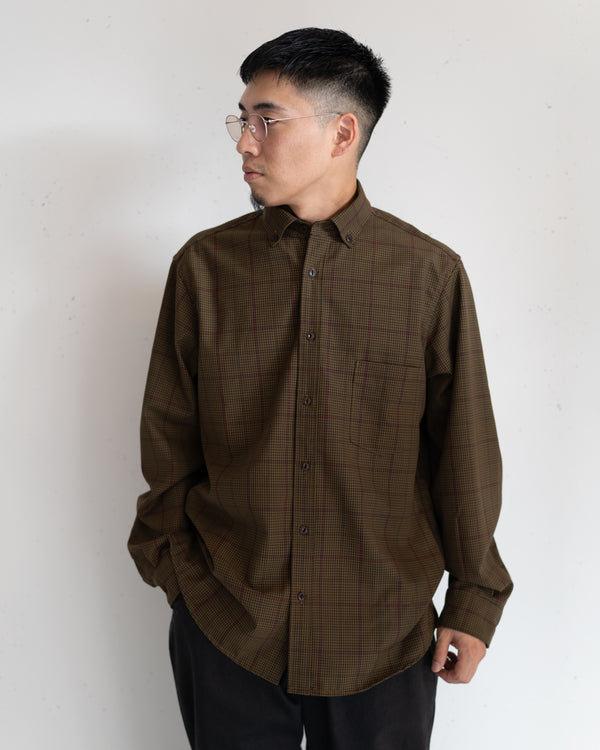 nonnative - DWELLER B.D. SHIRT P/W GABARDINE TARTAN CHECK COYOTE