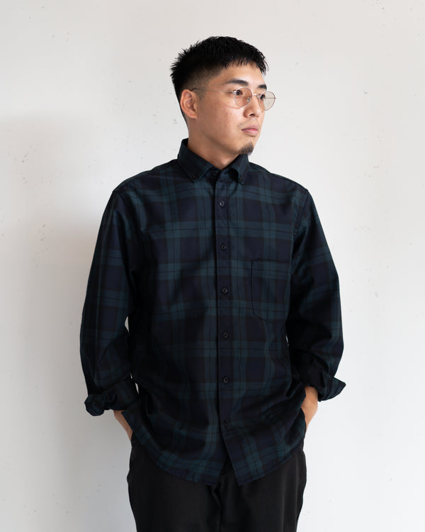 nonnative - DWELLER B.D. SHIRT P/W GABARDINE TARTAN CHECK BLACKWATCH