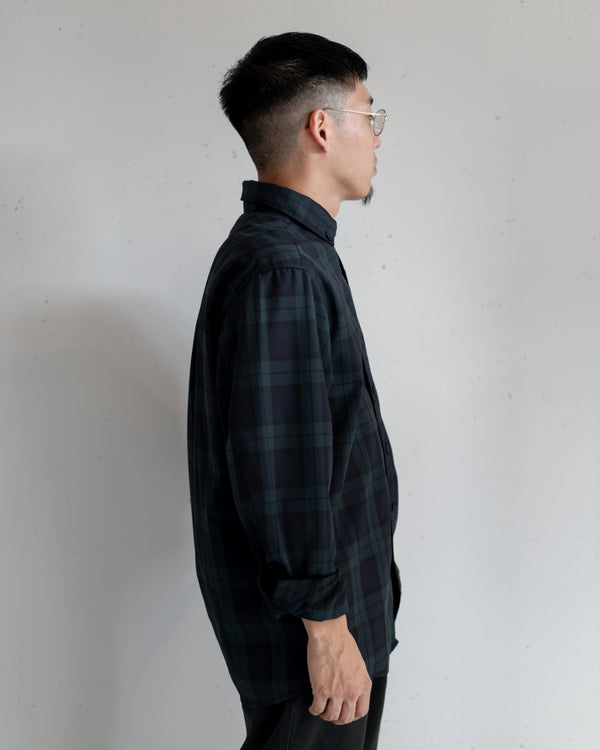 nonnative - DWELLER B.D. SHIRT P/W GABARDINE TARTAN CHECK BLACKWATCH